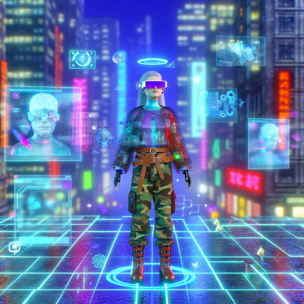 futuristic cyberpunk internet user surfing the immersive web